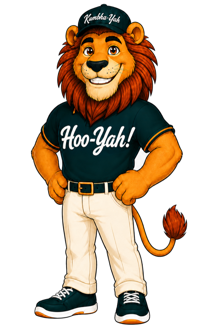 Hoo-Yah, the friendly lion brand ambassador for Kumbha-Yah.